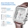 MEGIR Mens Business Analog Chronograph Luminous Rectangle Quartz Watch with Stylish Leather Strap for Sport Work 2028 White