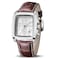 MEGIR Mens Business Analog Chronograph Luminous Rectangle Quartz Watch with Stylish Leather Strap for Sport Work 2028 White