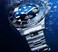 LOREO Mens Silver Stainless Steel Sapphire Glass Black Rotating Bezel Mens Automatic Watch Blue dial with Silver Stainless Steel Band