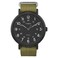 Timex Mens Weekender XL 43mm Watch Black Case Black Dial with Olive Fabric SlipThru Strap