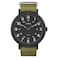 Timex Mens Weekender XL 43mm Watch Black Case Black Dial with Olive Fabric SlipThru Strap