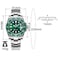ADDIESDIVE Mens Quartz Diver Watch Waterproof 200 M Green Dial Luminous Stainless Steel Strap