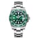ADDIESDIVE Mens Quartz Diver Watch Waterproof 200 M Green Dial Luminous Stainless Steel Strap