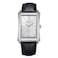 BERNY Mens Business Casual Quartz Watches Stainless Steel Case with Leather Strap Rectangular Watches for Men White