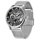 Whodoit Mens Watch HandWind Mechanical Mesh Luminous Silver Black Waterproof WatchSkeleton Mechanical Roman Numeral Mesh Strap Watch for Men