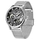 Whodoit Mens Watch HandWind Mechanical Mesh Luminous Silver Black Waterproof WatchSkeleton Mechanical Roman Numeral Mesh Strap Watch for Men