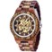Dentily Creative Mens Wooden Watch Skeleton Automatic Movement Watch SelfWinding Watches for Men