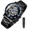 Tiong Stainless Steel Mens Watch Mechanical Automatic Winding Skeleton Waterproof Arabic NumeralsDiamond Dial Mens Watch Dial Automatic Watch