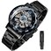 Tiong Stainless Steel Mens Watch Mechanical Automatic Winding Skeleton Waterproof Arabic NumeralsDiamond Dial Mens Watch Dial Automatic Watch