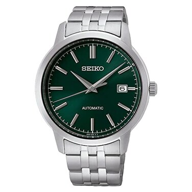 Seiko Herren Analog Automatik Uhr mit Edelstahl Armband SRPH92K1 Silber Grn Bracelet