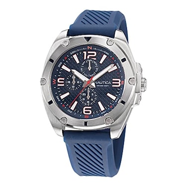 Nautica Mens NAPTCS224 Nautica Tin Can Bay GreyBlueBlue Silicone Strap Watch