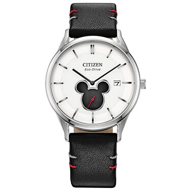 Citizen EcoDrive Mickey Mouse Shadow Stainless Steel Black Leather Strap 2Hand with SubDial 40mm Model BV113003W