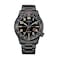 Citizen Mens EcoDrive Weekender Avion Field Watch in Black IP Stainless Steel Black Dial Model BM755559E