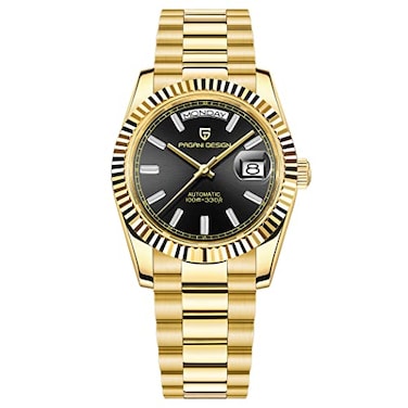 RollsTimi Pagani Design Mens Watches 36mm Automatic Mechanical Stainless Steel 100M Waterproof Luxury Wrist Watch for Men Double Date Display Sapphire Dial Glass