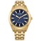 Citizen Mens EcoDrive Classic Peyton Watch 3Hand Date Sapphire Crystal Luminous Markers Gold Tone Blue Dial