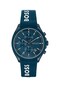 BOSS Velocity Mens Chronograph Stainless Steel Case and Silicone Strap Watch Color Blue Model 1514061