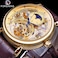 FORSINING Luxury Mens Watch with Moon Phase Tourbillon Retro Skeleton Hollow SelfWind Mechanical Wristwatch Leather Belt Automatic Movement Men Watches Gold Gold