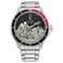 Citizen EcoDrive Mens Mickey Astronaut Stainless Steel Watch Red and Black Bezel Model AW170954W