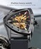 FORSINING Triangular Automatic Mechanical Watch Oversized Dial Fully Hollowed Out Dial Design Automatic Movement 22MM Wide Soft Silicone Strap