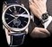 MASTOP Mens Minimalist White Dial Automatic Watch Stainless Steel with Leather Strap Mechanical Watch for Men Gold Black