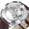 Caluxe Automatic Mechanical Tourbillon Watch Classy Black Brown Genuine Leather Strap Sports Rubber 3 Straps Combo