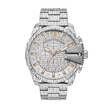 Diesel Mega Chief Watch for Men Stainless Steel Chronograph Mens Watch Color Silver