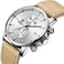 GOLDEN HOUR Fashion Minimalist Analog Chronograph Watches for Men with Brown Leather StrapAuto Date in Silver White