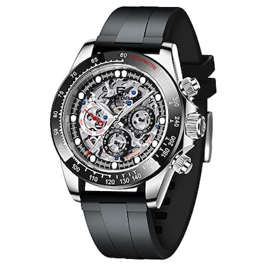 RollsTimi Pagani Design Mens Automatic Watches Diamond Rainbow Automatic Mechanical Waterproof Stainless Steel Chronograph Skeleton Men 40mm QA1653 Tape Silver Black