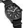 GOLDEN HOUR Mens Nylon SlipThru Strap Watch with Military Time Easy Read Dial Glowing Hands in Black