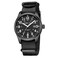 GOLDEN HOUR Mens Nylon SlipThru Strap Watch with Military Time Easy Read Dial Glowing Hands in Black