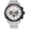 Citizen Mens EcoDrive Brycen Chronograph Silver Stainless Steel WatchWhite Dial Model CA418881A