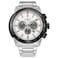 Citizen Mens EcoDrive Brycen Chronograph Silver Stainless Steel WatchWhite Dial Model CA418881A