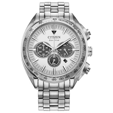 Citizen Mens EcoDrive Sport Luxury Carson Watch StainlessSteel Bracelet and Case Chronograph Model CA454054A