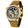 AIMES Mens Waterproof Sport Watch Brown Leather Chronograph 30M Water Resistance Blue Dial Date Display LED Light Functions