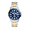 Fossil Mens 42mm Blue Quartz Stainless Steel GoldSilverBlue DiveInspired ThreeHand Watch FS6034