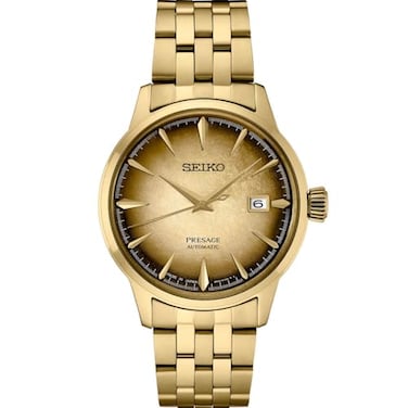 SEIKO SRPK48 Automatic Watch for Men Presage Collection Gold Patterned Dial Stainless Steel GoldFinish WaterResistant 50M