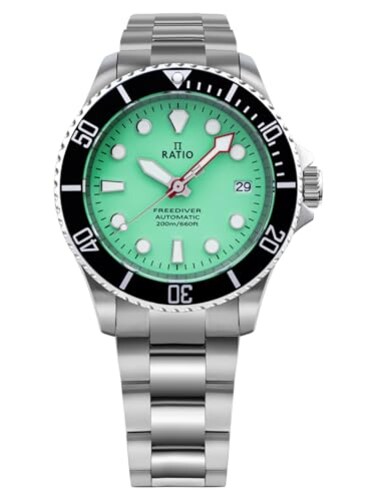 RATIO FreeDiver Sapphire Crystal Diver Watch Japanese Automatic Dive Watch 200m Water Resistant Diving Watch Green