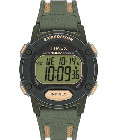 Timex Mens Expedition CAT5 41mm Watch Green Strap Digital Dial Green Case
