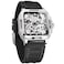 FORSINING Mens Waterproof Skeleton Stylish Watch Automatic Steampunk Self Winding Silicone Strap Luminous Square Wrist Watch 2Silver