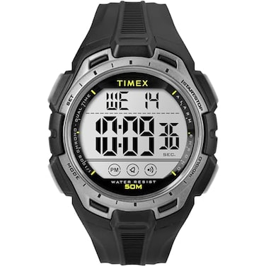 Timex Mens Digital 43mm Watch Black Band Digital Dial Black Case