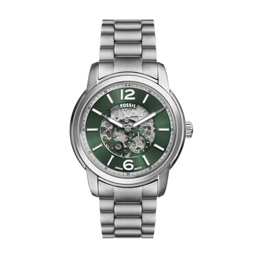 Fossil Mens Watch Heritage Automatic Silver Stainless Steel Watch for Men