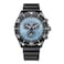 Citizen Mens EcoDrive Weekender Sport Casual Black Stainless Steel Watch Polyurethane Strap Chronograph Blue Dial Model AT256718L