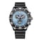 Citizen Mens EcoDrive Weekender Sport Casual Black Stainless Steel Watch Polyurethane Strap Chronograph Blue Dial Model AT256718L