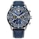 Citizen Mens EcoDrive Weekender Sport Casual SilverTone Stainless Steel Watch Blue Leather Strap Chronograph Model CA455701L