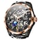 OUPINKE Skeleton Mens Automatic Watches Mechanical Luxury Dress Leather Self Winding Waterproof 50M5ATM Luminous Watches for Men