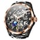 OUPINKE Skeleton Mens Automatic Watches Mechanical Luxury Dress Leather Self Winding Waterproof 50M5ATM Luminous Watches for Men