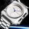 GLENAW Automatic Square Watches for Men Lunar Explorer Series Self Winding Mechanical Stainless Analog Wrist Watch 3ATM Waterproof 8655Silver