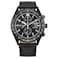 Citizen Mens EcoDrive Weekender Sport Casual Black Stainless Steel Watch Black Leather Strap Chronograph Model CA077501E