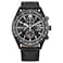 Citizen Mens EcoDrive Weekender Sport Casual Black Stainless Steel Watch Black Leather Strap Chronograph Model CA077501E