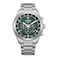 Citizen Mens EcoDrive Weekender Sport Casual SilverTone Stainless Steel Bracelet Watch Chronograph Green Dial Model CA460089X